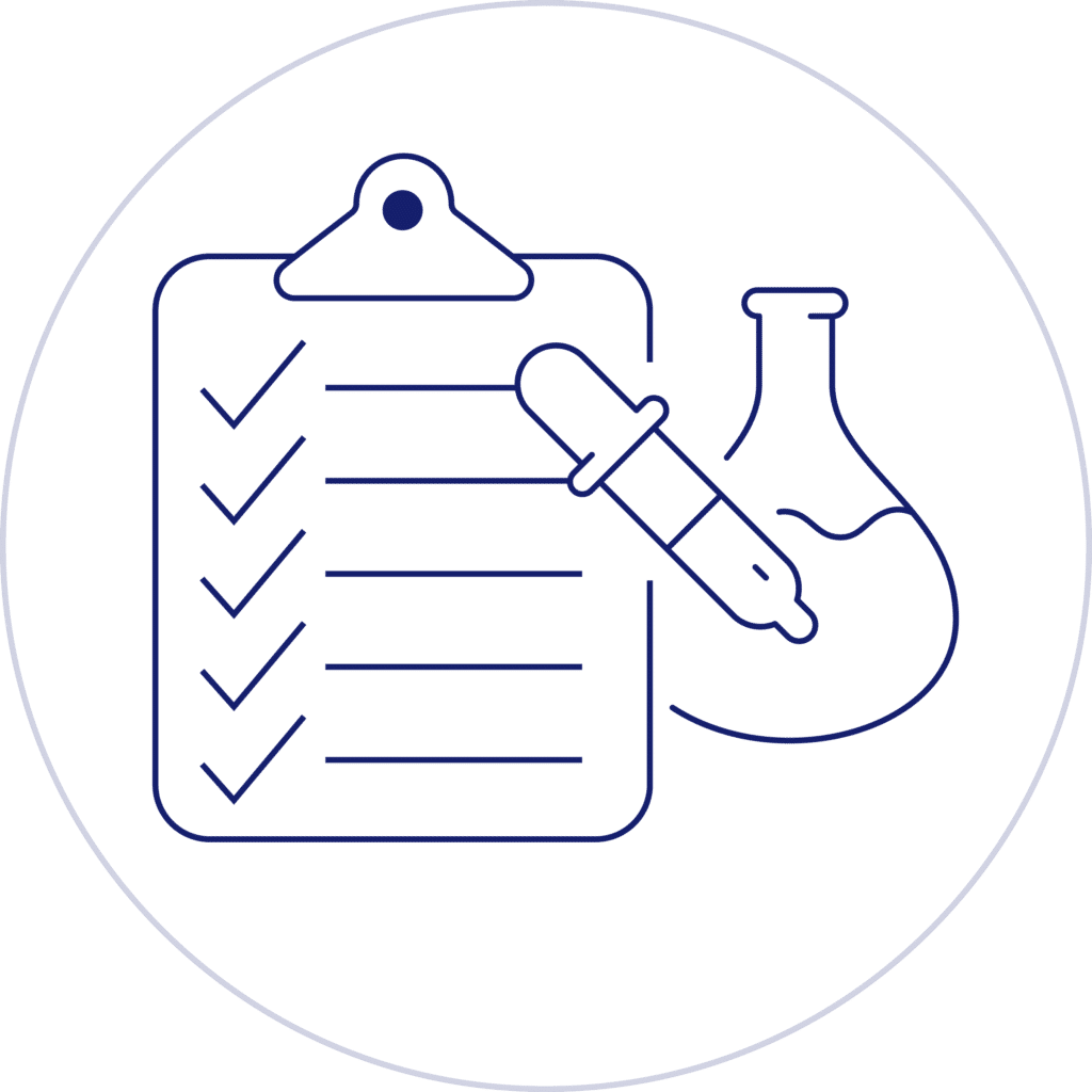 Icon with clipboard, pipette and test tube