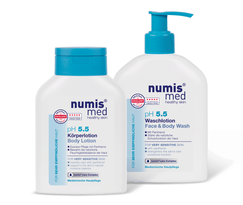 numis® med pH5.5 Waschlotion und numis® med pH5.5 Bodylotion